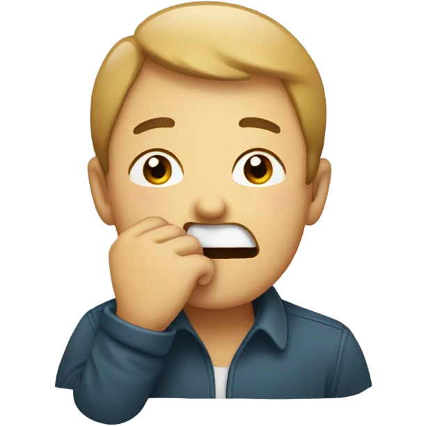 Hand over mouth as in smile emoji