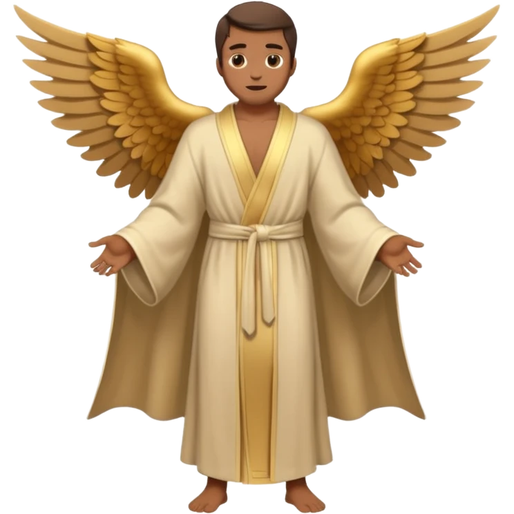 winged man in robe with no halo full body not so pale emoji