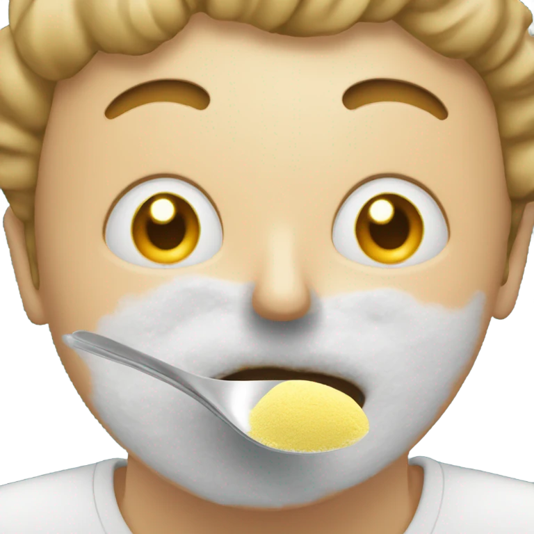 Face with powder over mouth. Net to it have a candle and a spoon full of powder emoji