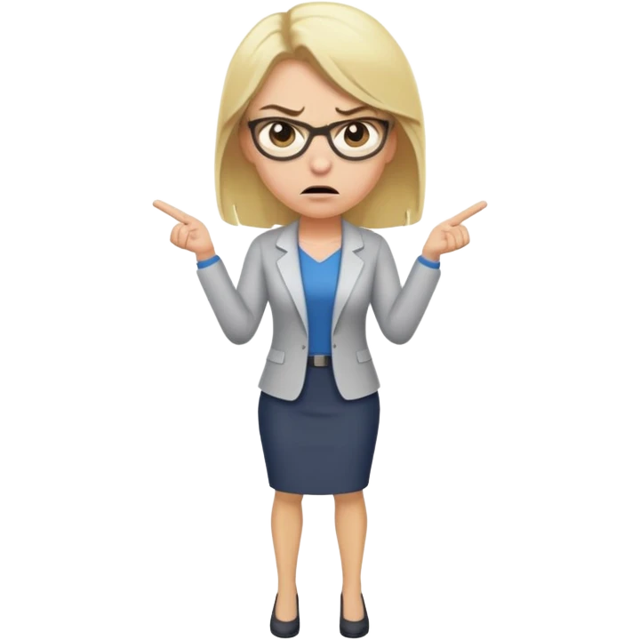 angry blonde female teacher full body without glasses emoji
