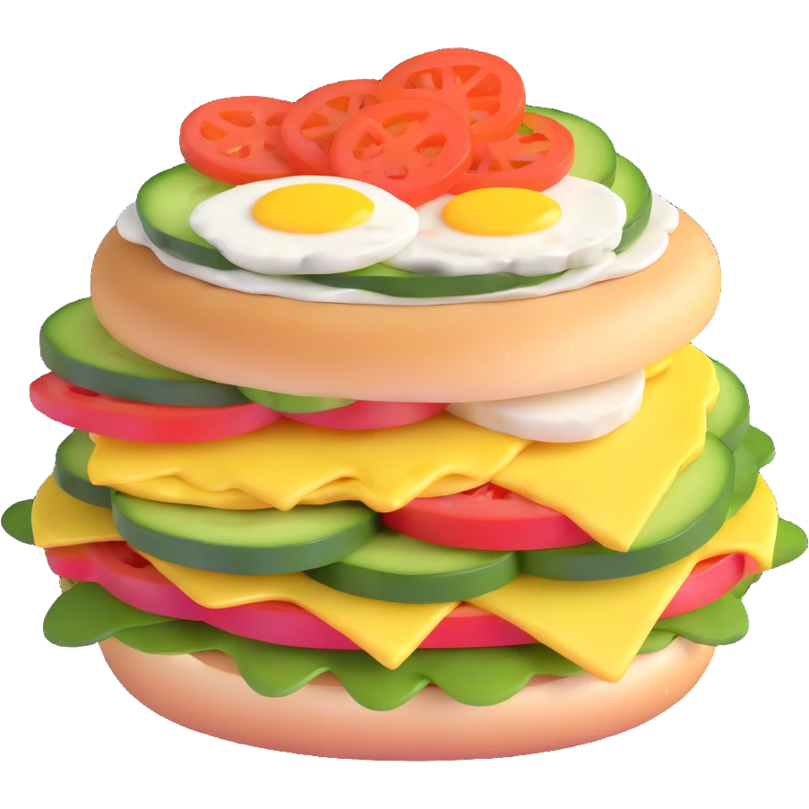bagel sandwich with eggs and vegetables, Pinterest aesthetic emoji