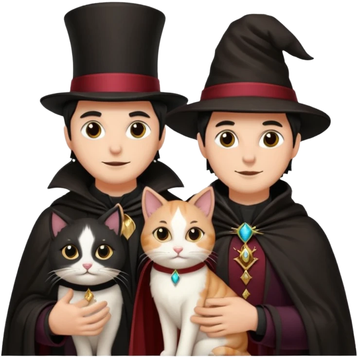 magician couple and their pet cat emoji