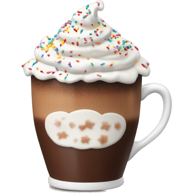 hot chocolate with whip cream and sprinkles  emoji