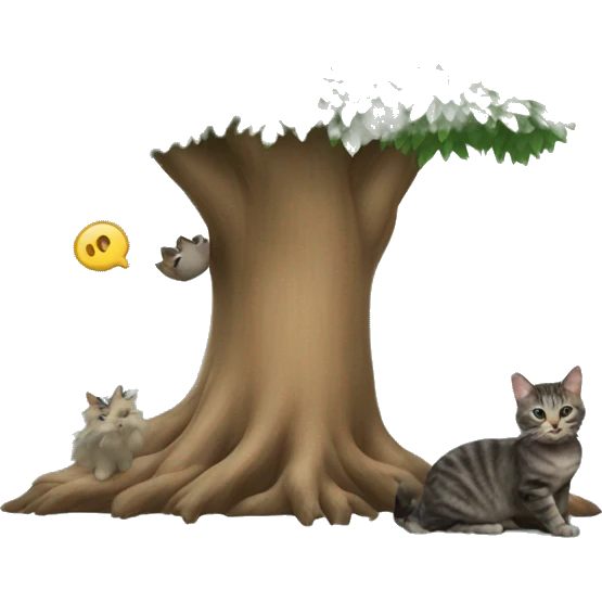 tree with cat and mous emoji