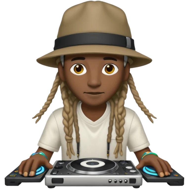 dreadlocks, DJ with wide-brim cap emoji