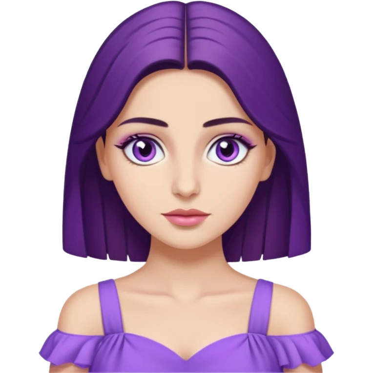 Hande Erçel as a character from game of thrones with lilac eyes and a purple dress. emoji