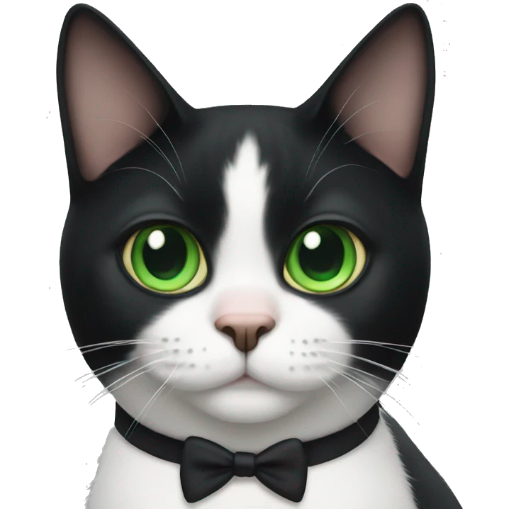 Tuxedo cat with big green eyes emoji