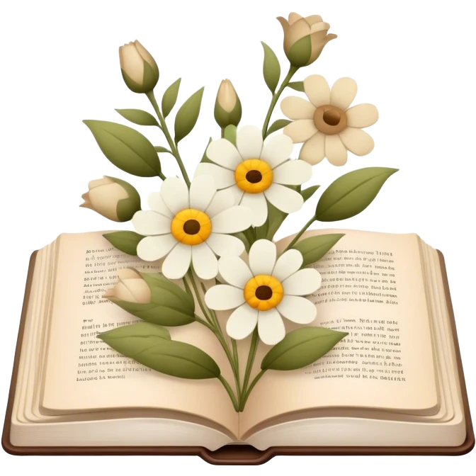 book with pressed neutral florals emoji