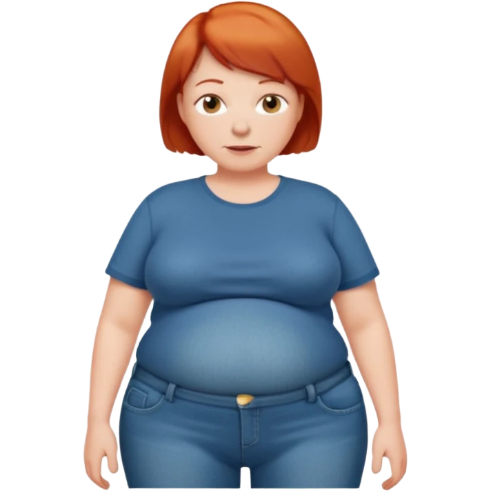 Lazy old Short woman with straight short red hair and fat tummy..wears jeams and full tahirt emoji