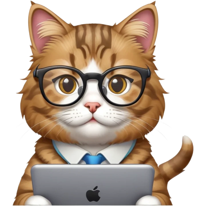 nerdy cat debugging code emoji