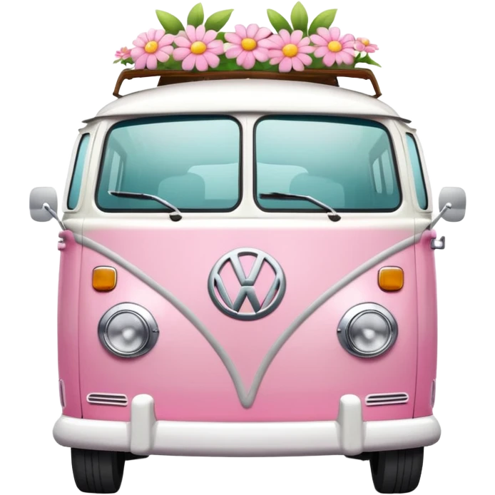 Pink and white VW hippie can emoji