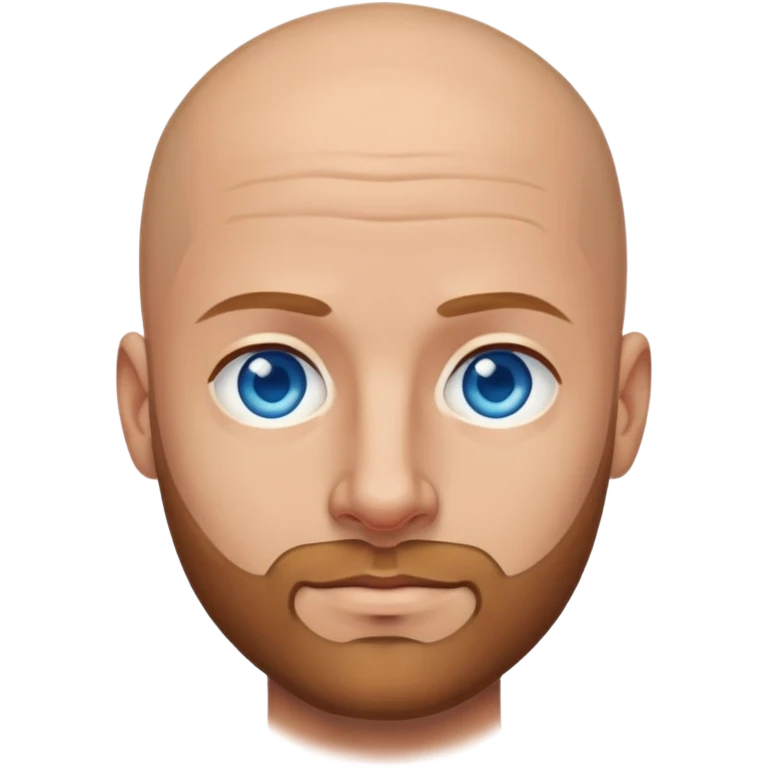 Attractive bald man with a light brown short beard and blue eyes  emoji