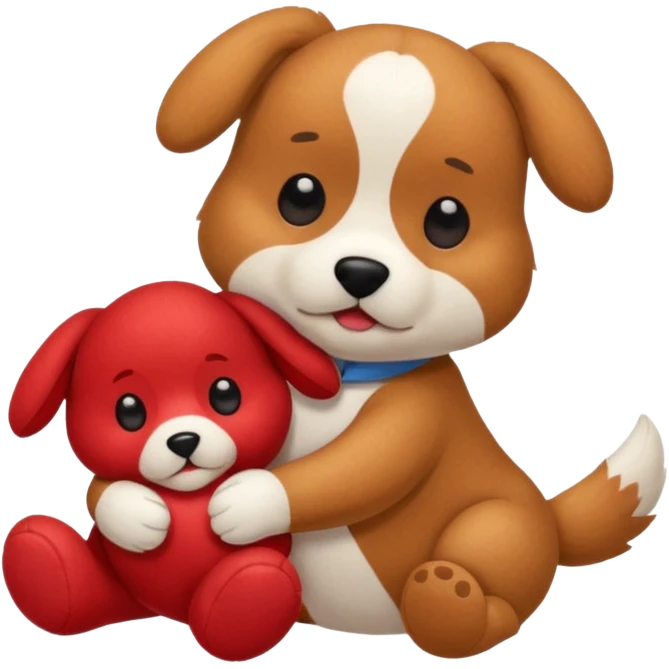 Dog playing with a stuffed animal emoji