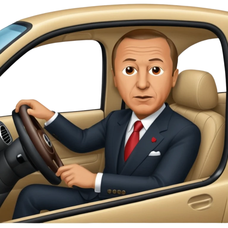 Recep Tayyip Erdoğan araba kullanıyor emoji