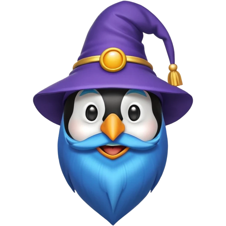 penguin wizard in the style of a 3d emoji emoji