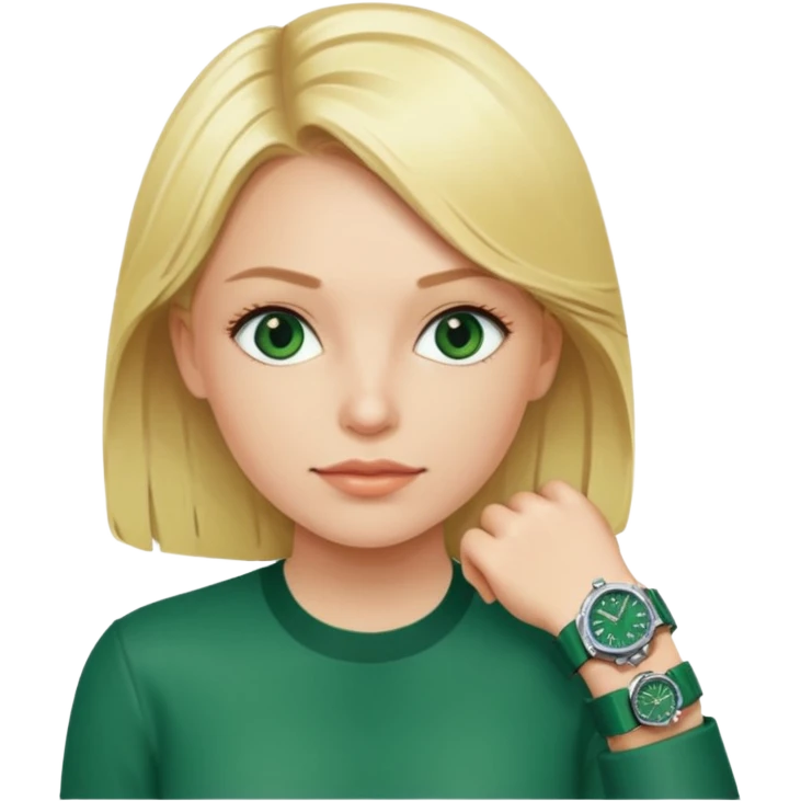 Breitling green faced watch on blonde girl wrist  emoji