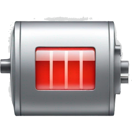 A BATTERY THAT IS AT "LOW" STATUS, RED INDICATOR emoji