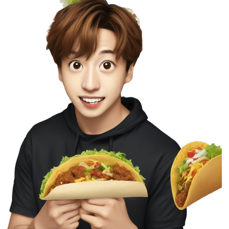 Jungkook of BTS eating a taco emoji