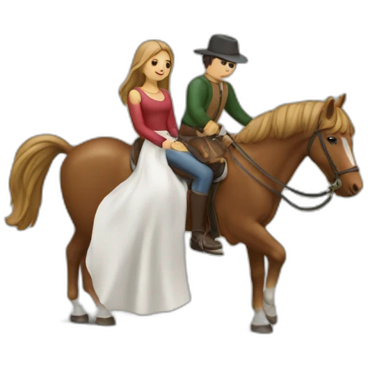 Couple assis sur un cheval emoji
