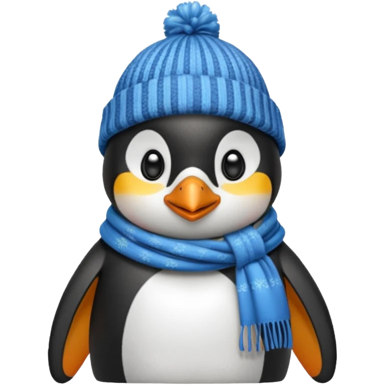 Winter penguin wearing winter clothes with winter background emoji