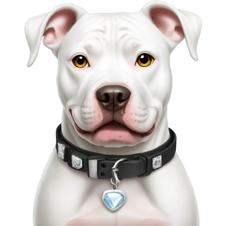White pitbull with a collar that says Ice emoji