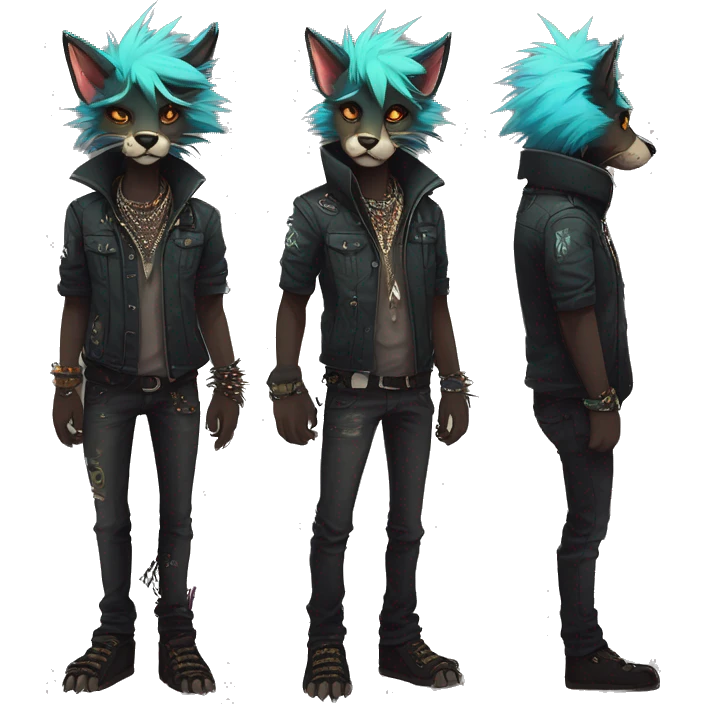 cool edgy animal fursona creature by griffsnuff & LiLaiRa & Falvie with badass colors and a spiked collar full body emoji
