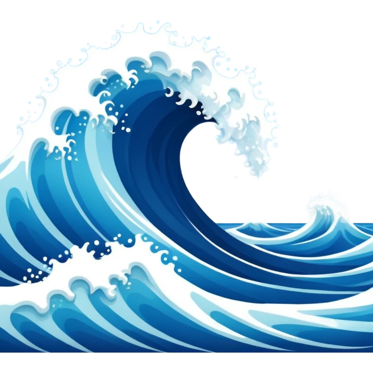 Create a highly polished, 3D game UI–style illustration of a  BLUE COLOR SEA WAVE emoji