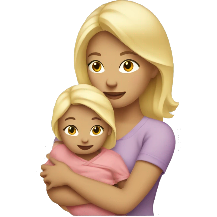 Blonde mom holding her baby emoji