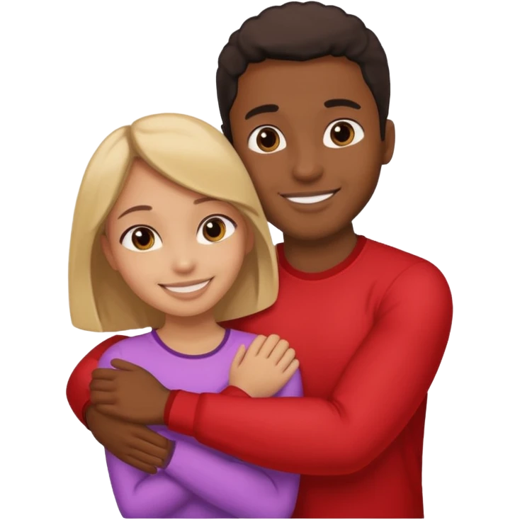 black guy with a girl in a side hug emoji