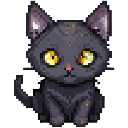 small black cat with yellow eyes emoji