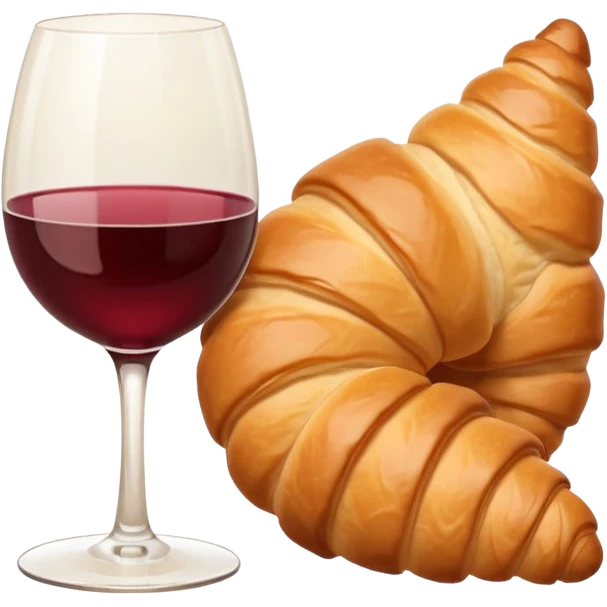 French cuisine humanless avatar in clean emoji-style illustration. Croissant and wine glass, soft beige tones, simple shapes, flat design, refined and cozy. emoji