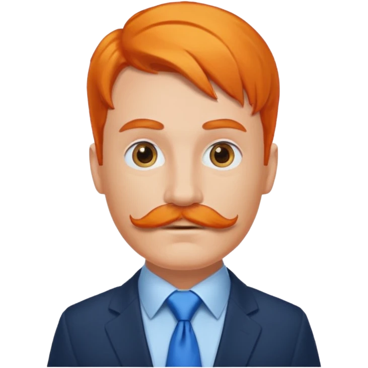 orange hair man with mustache & blue tie emoji