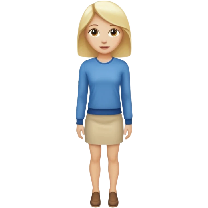 woman with blond hair standing showing full body emoji