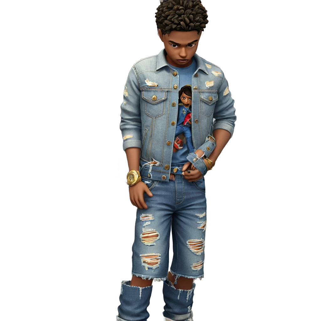 boy in torn denim outfit emoji