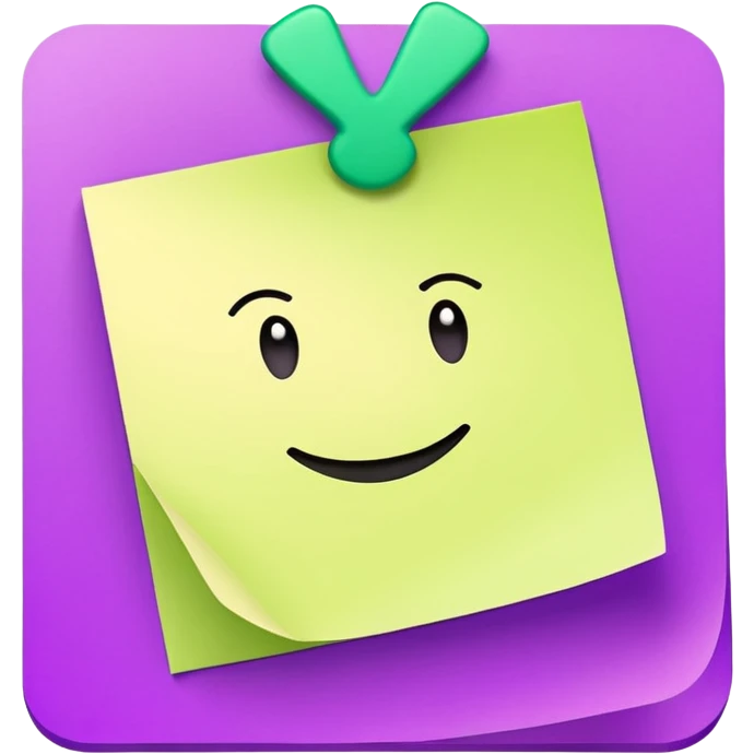 purple post-it note with green checkmark emoji