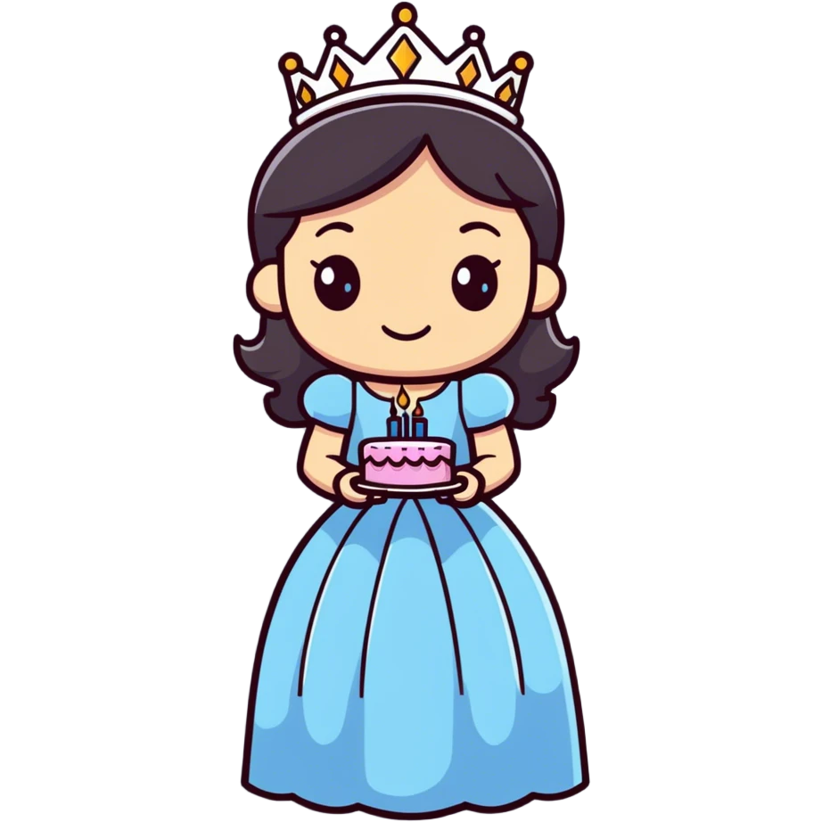 Princess with a birthday cake emoji