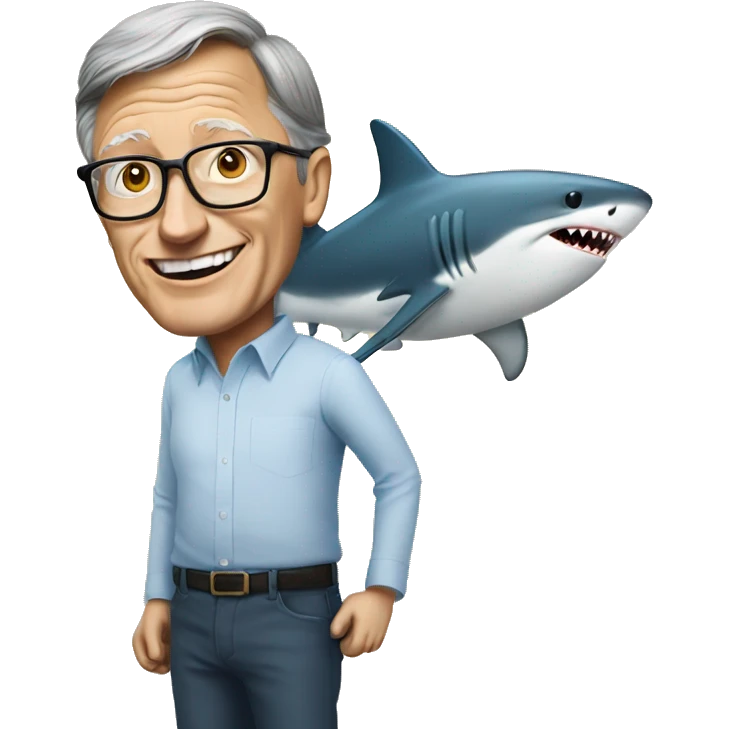 bill gate with a shark riding him emoji