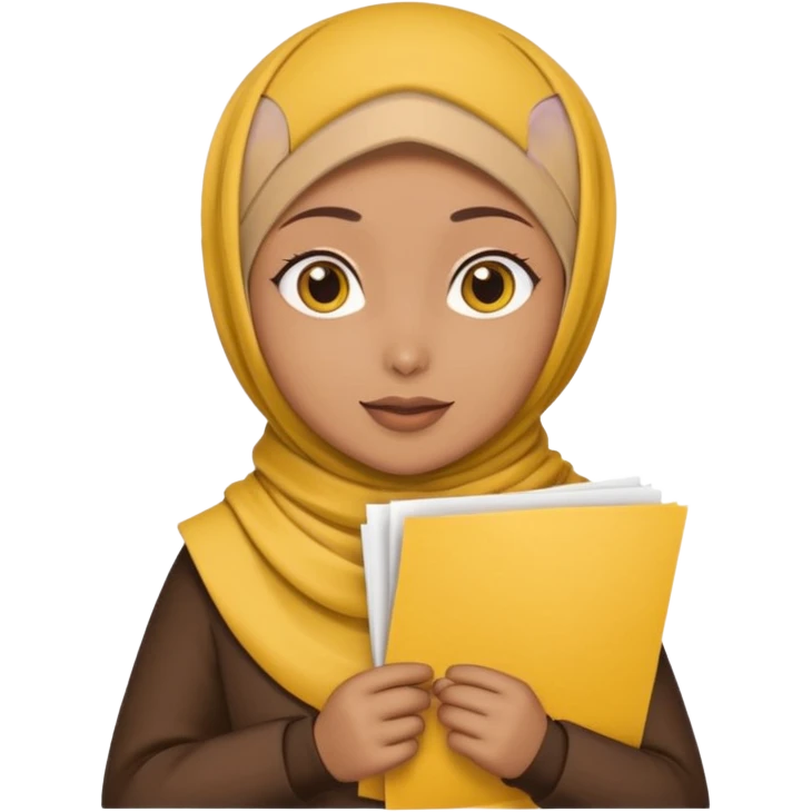 turkey wearing a hijab holding a yellow paper emoji