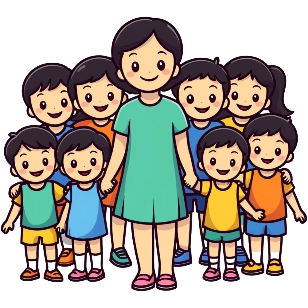 Girl with 10 kids emoji