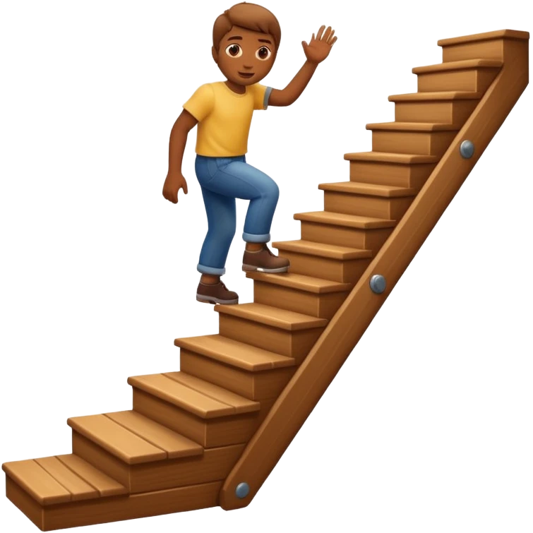 apple style emoji of a figure climbing a staircase emoji