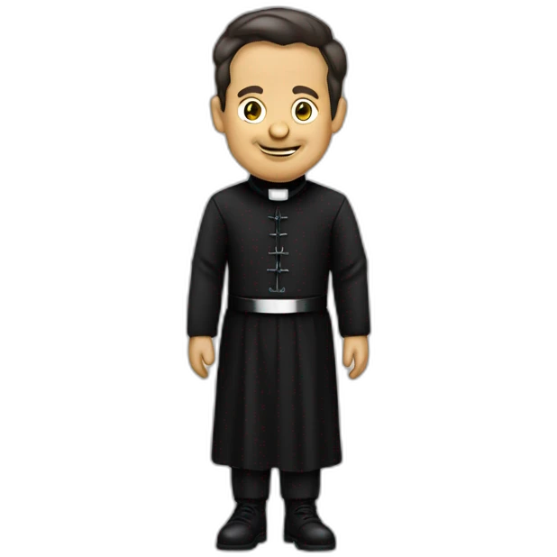 Don Bosco with a black priest suit and a biretta emoji