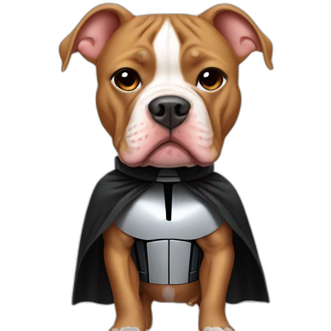 Tan pitbull wearing a Darth vader emoji