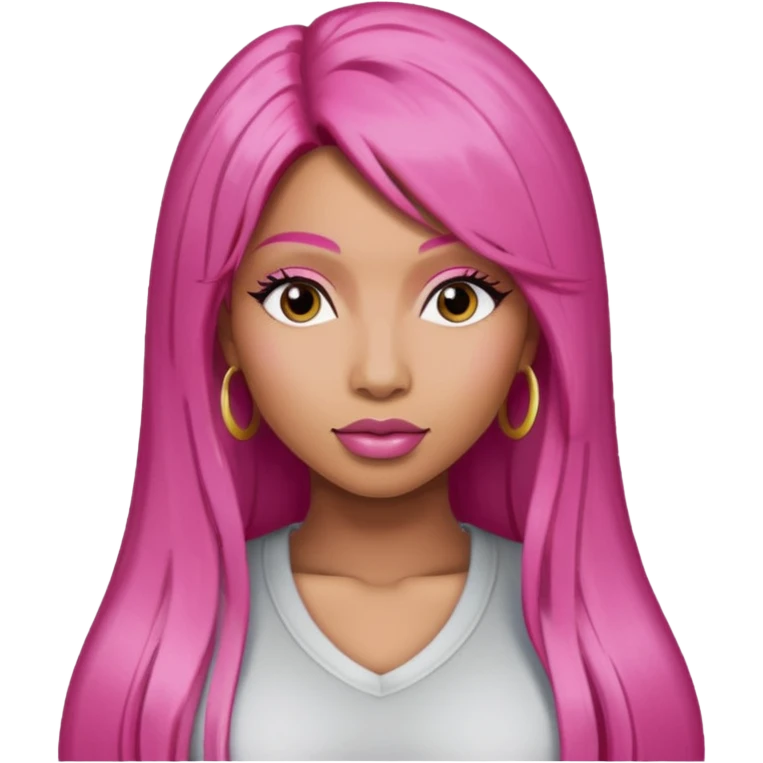 Nicki Minaj with long dark pink hair emoji