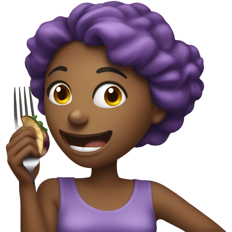 Woman eating eggplant emoji