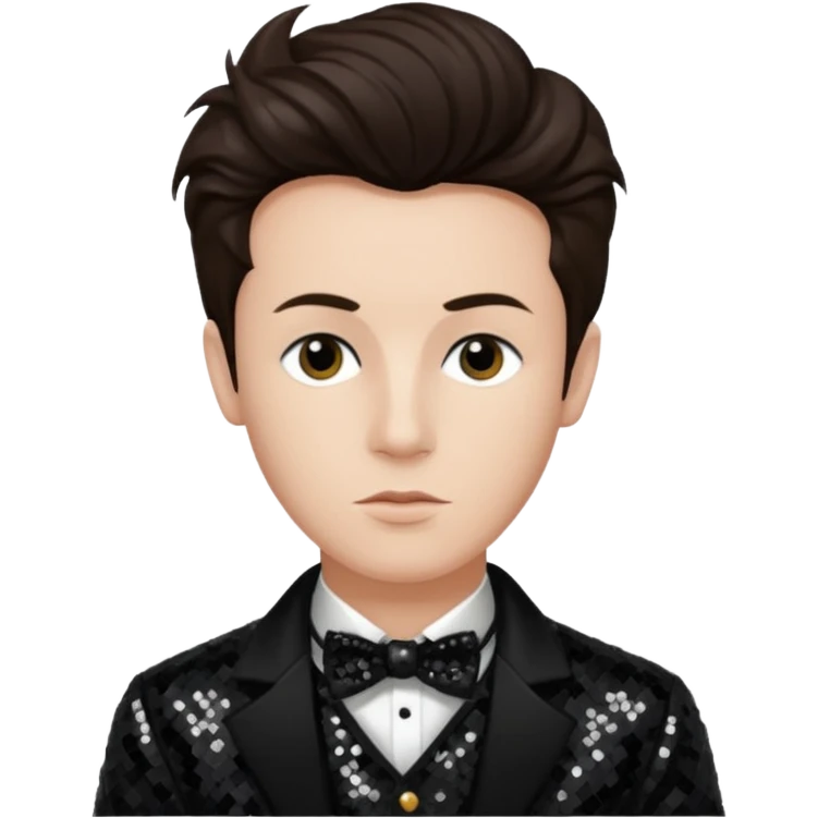 Arthur Rimbaud with dark brown hair, black sequin outfit  emoji