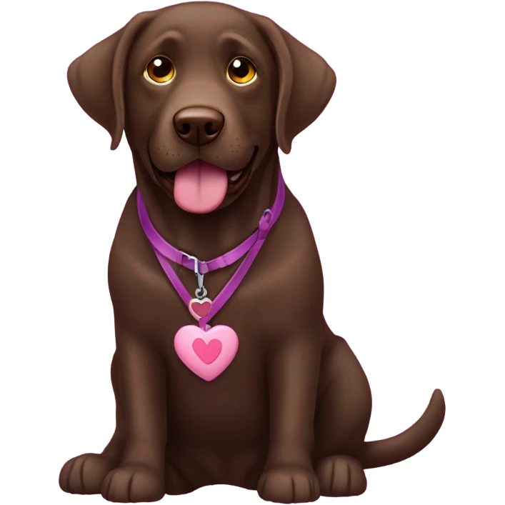 Chocolate lab, collar purple, valentine emoji