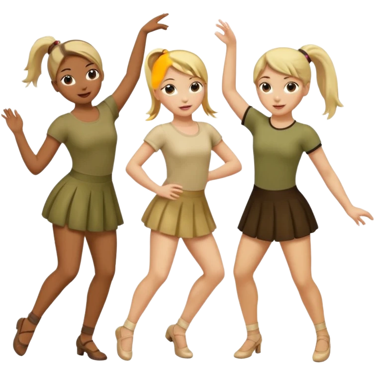 two girls dancing one is blond and one is brunette emoji