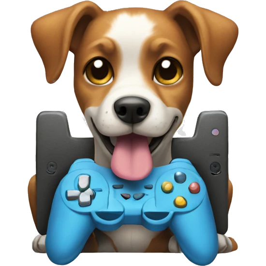 Dog playing video games emoji