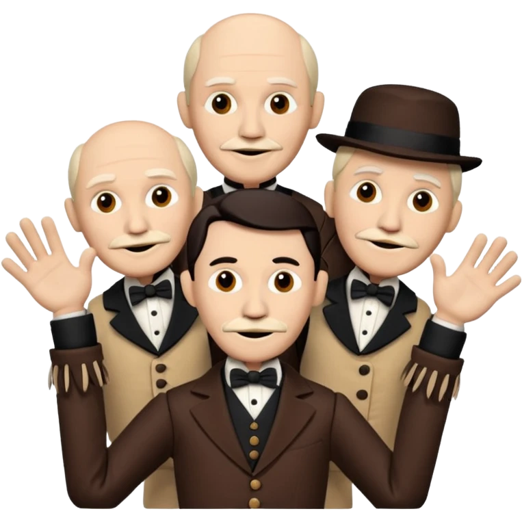 a puppet master moving two puppets emoji