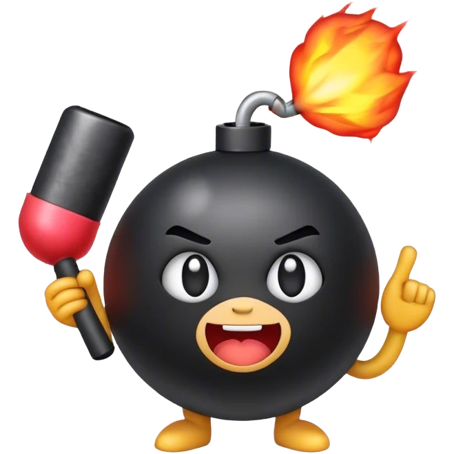 Cute emoji blushing and holding a bomb emoji